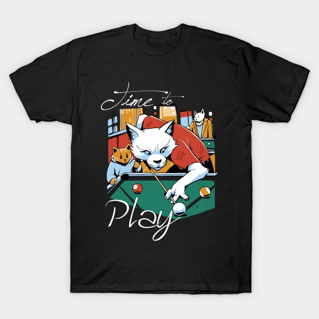 Cat Playing Pool T-Shirt by ArtRoute02